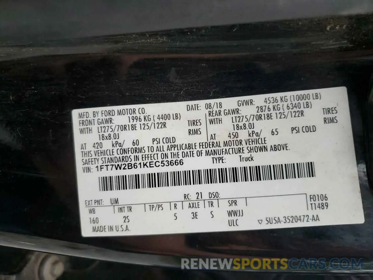 12 Photograph of a damaged car 1FT7W2B61KEC53666 FORD F250 2019