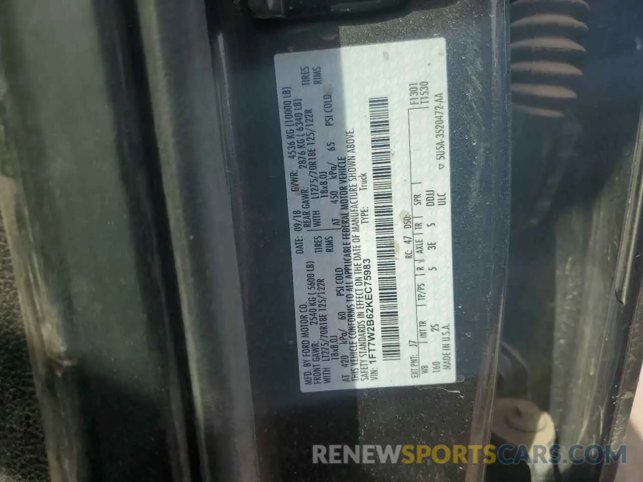 12 Photograph of a damaged car 1FT7W2B62KEC75983 FORD F250 2019