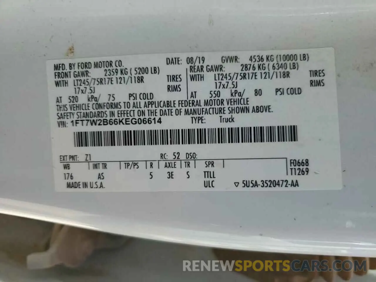12 Photograph of a damaged car 1FT7W2B66KEG06614 FORD F250 2019
