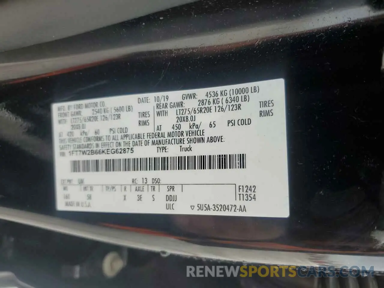 12 Photograph of a damaged car 1FT7W2B66KEG62875 FORD F250 2019