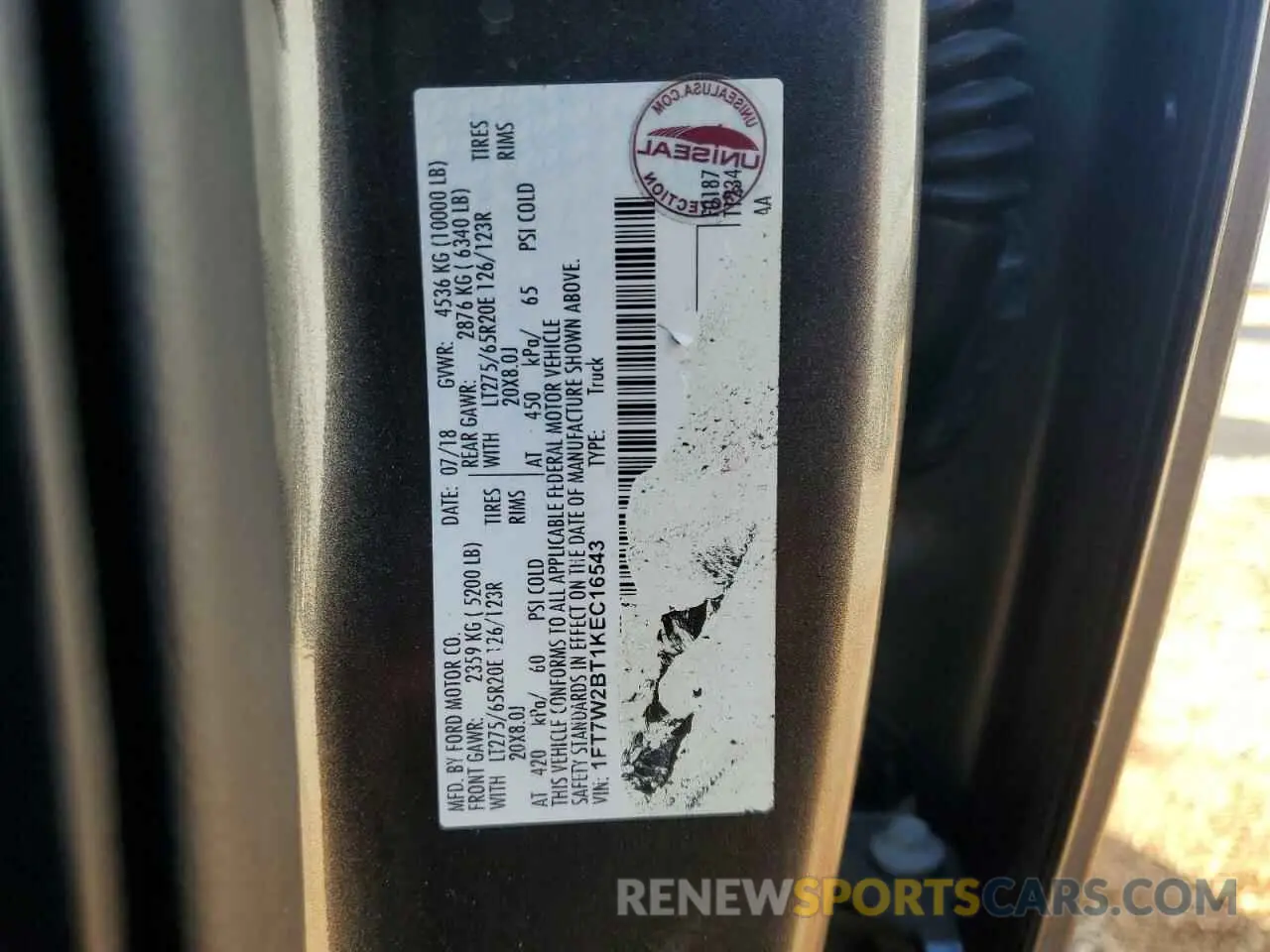 14 Photograph of a damaged car 1FT7W2BT1KEC16543 FORD F250 2019