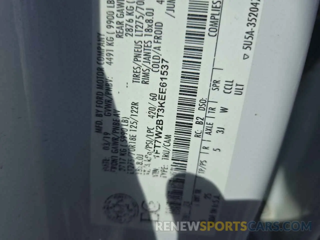 13 Photograph of a damaged car 1FT7W2BT3KEE61537 FORD F250 2019