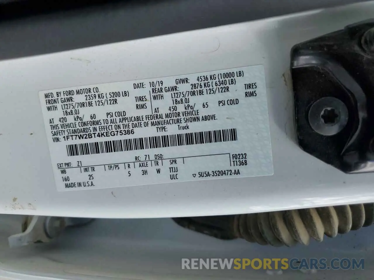 12 Photograph of a damaged car 1FT7W2BT4KEG75386 FORD F250 2019