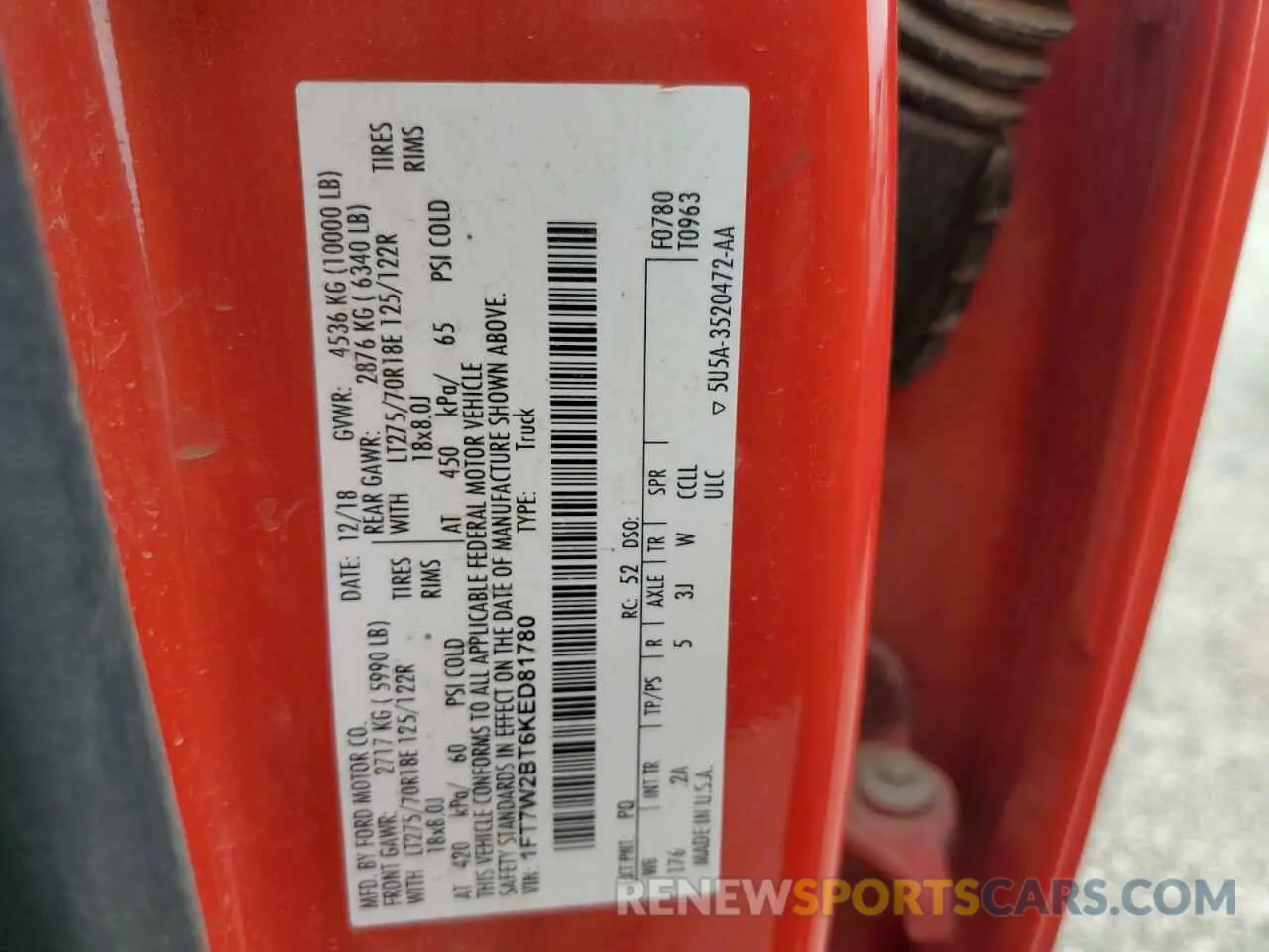 12 Photograph of a damaged car 1FT7W2BT6KED81780 FORD F250 2019