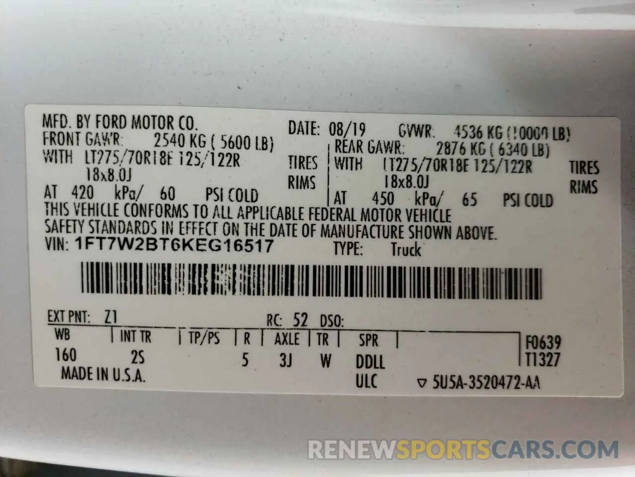 12 Photograph of a damaged car 1FT7W2BT6KEG16517 FORD F250 2019