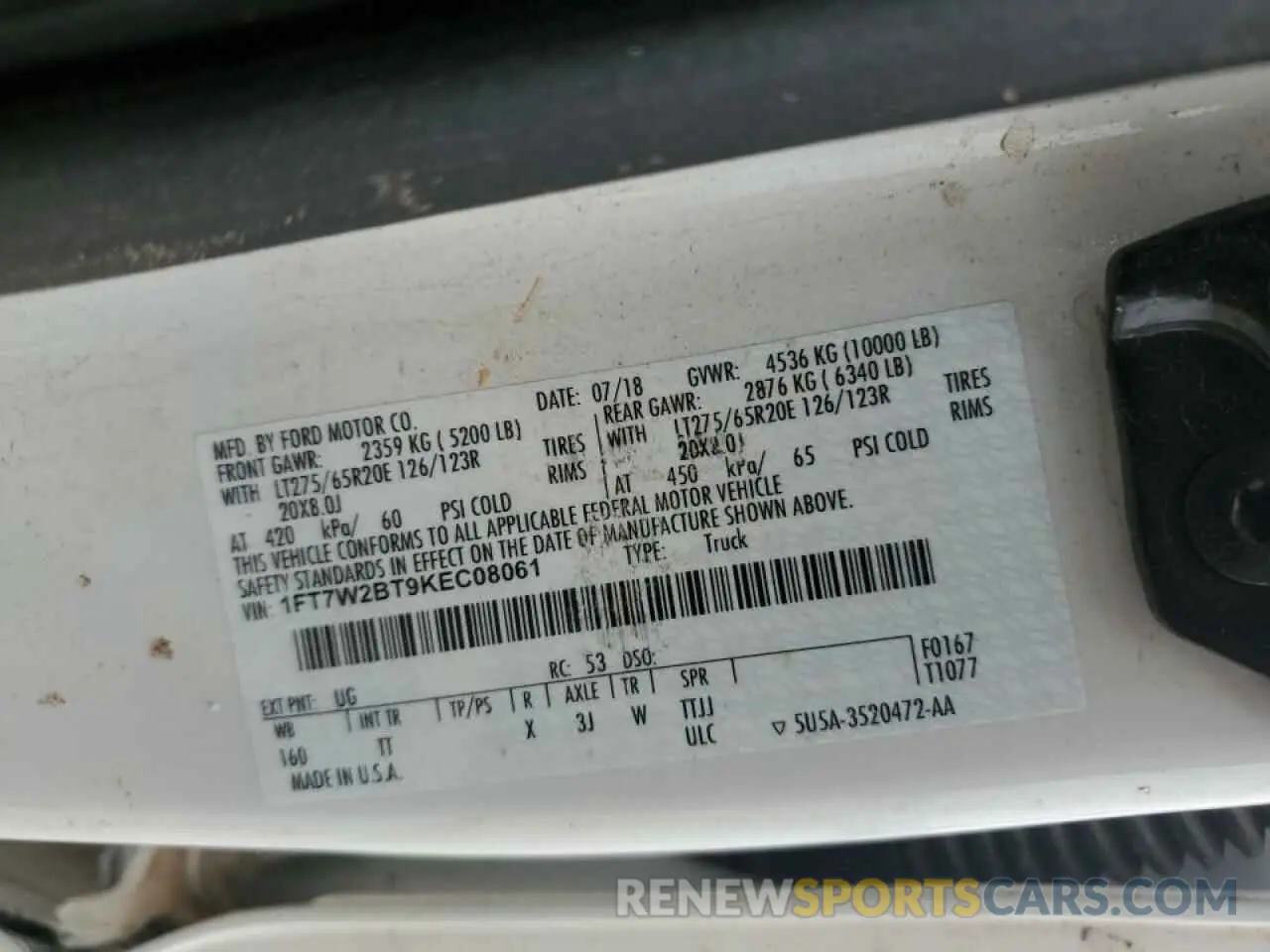 13 Photograph of a damaged car 1FT7W2BT9KEC08061 FORD F250 2019