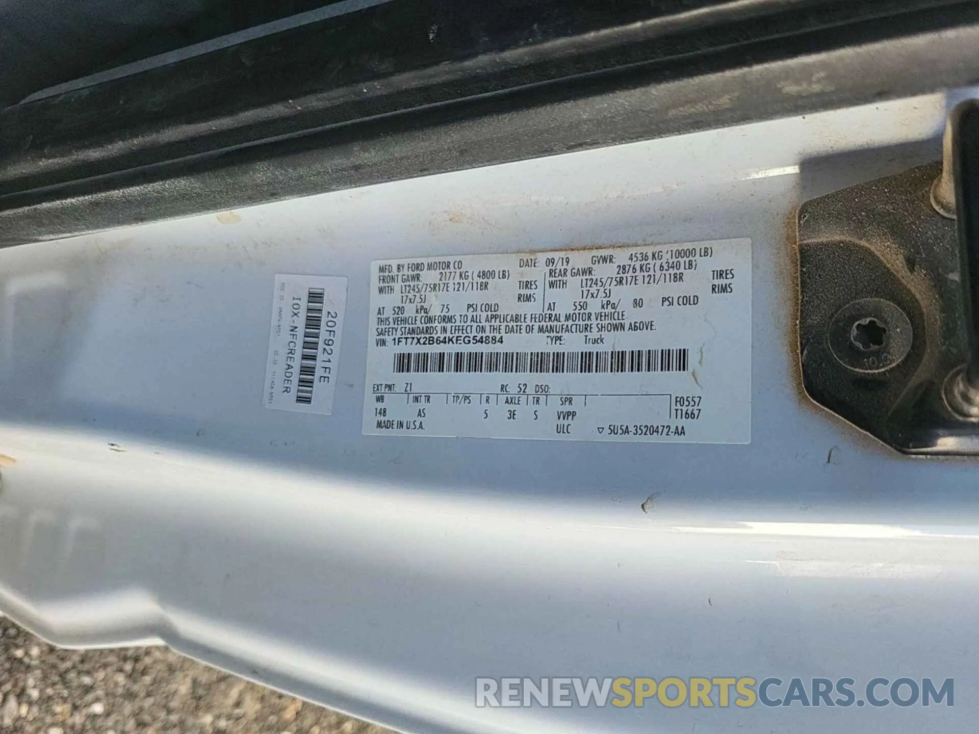 1 Photograph of a damaged car 1FT7X2B64KEG54884 FORD F250 2019