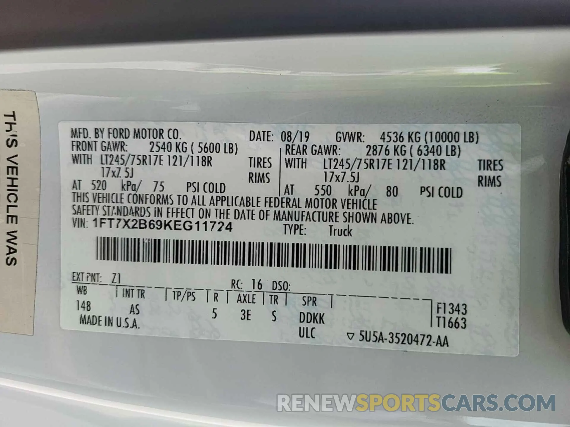 3 Photograph of a damaged car 1FT7X2B69KEG11724 FORD F250 2019