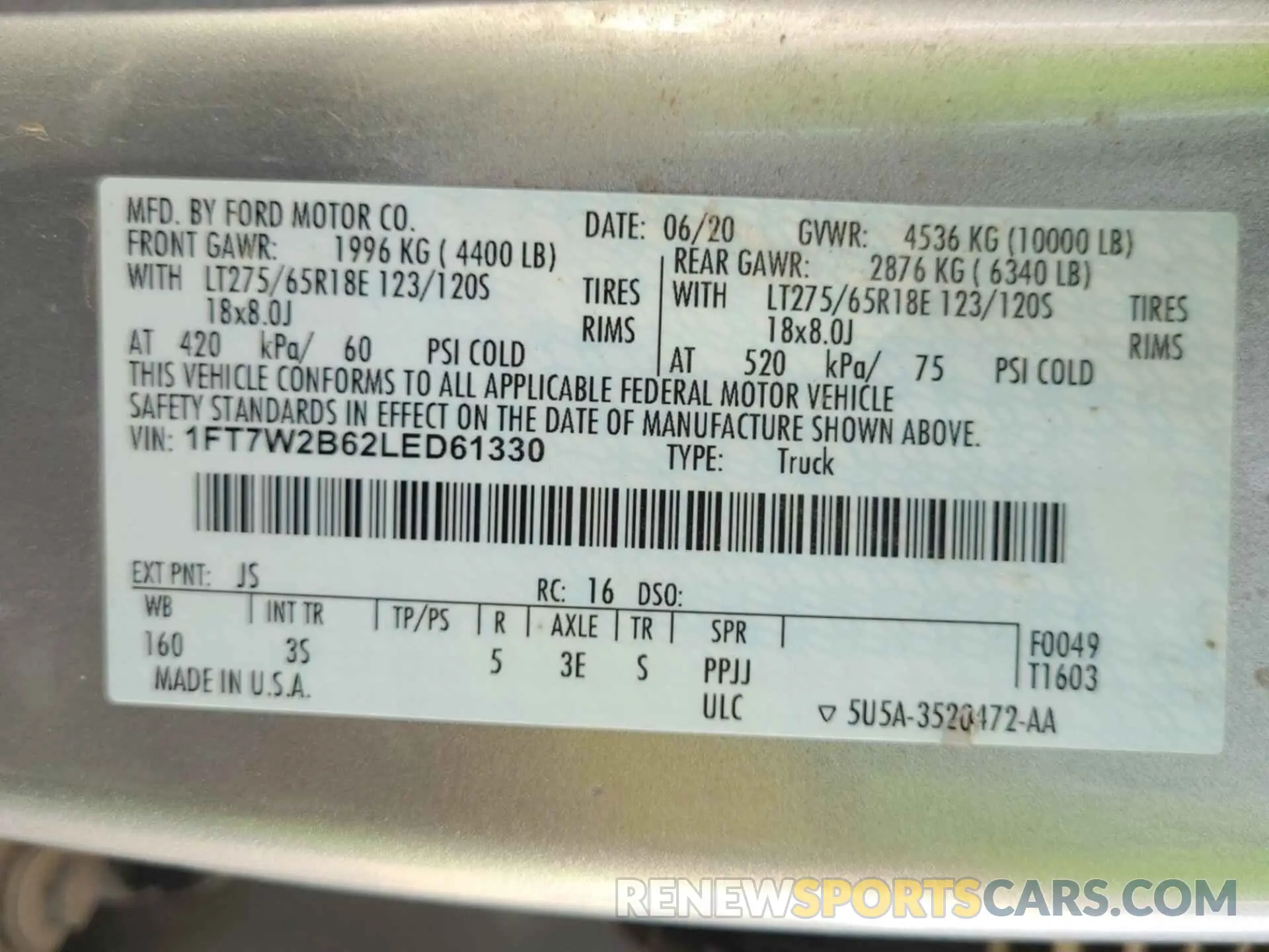 9 Photograph of a damaged car 1FT7W2B62LED61330 FORD F250 2020