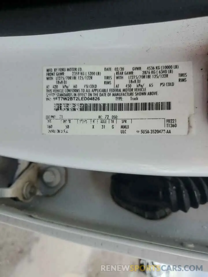13 Photograph of a damaged car 1FT7W2BT2LED04826 FORD F250 2020