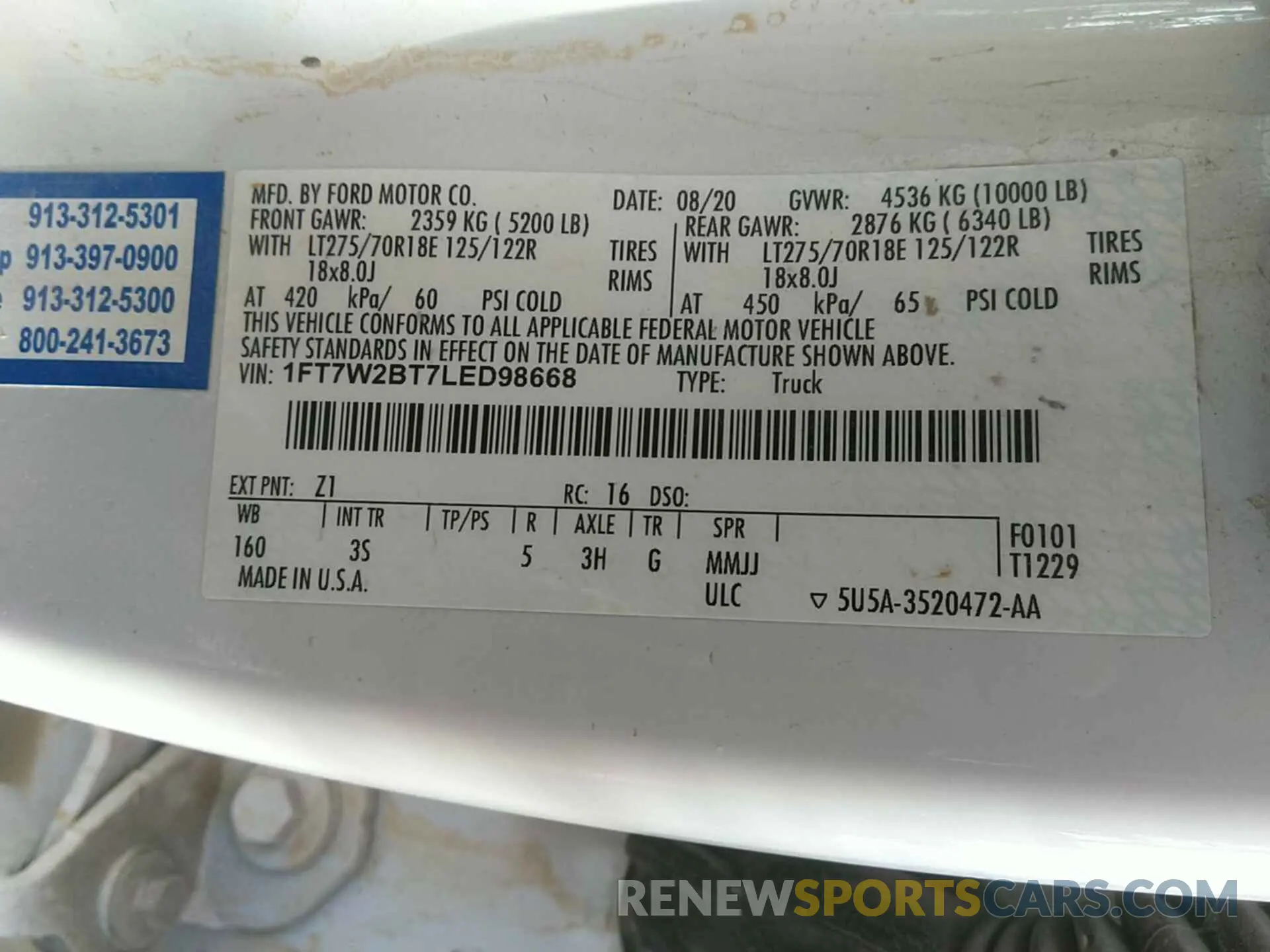 16 Photograph of a damaged car 1FT7W2BT7LED98668 FORD F250 2020