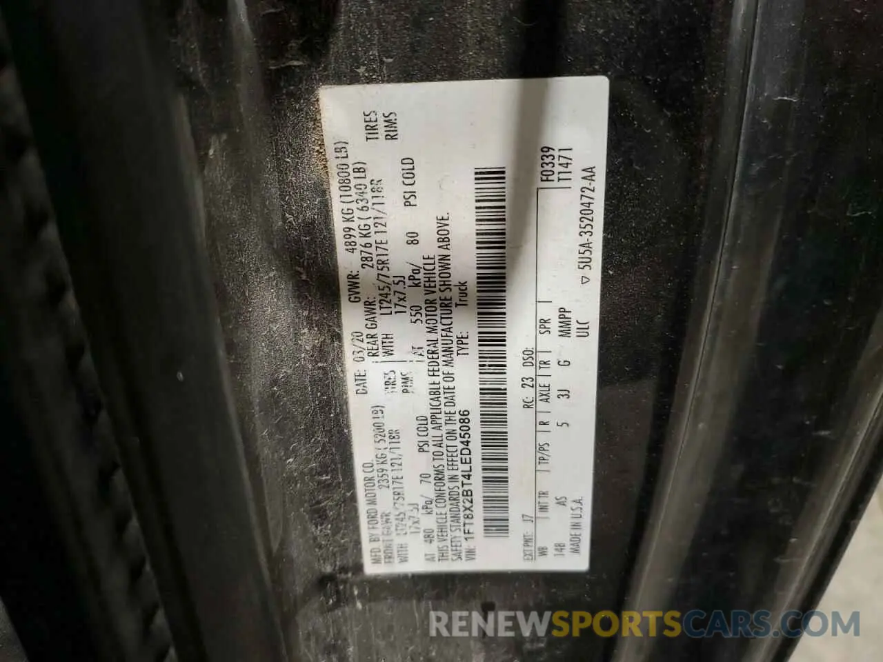 14 Photograph of a damaged car 1FT8X2BT4LED45086 FORD F250 2020
