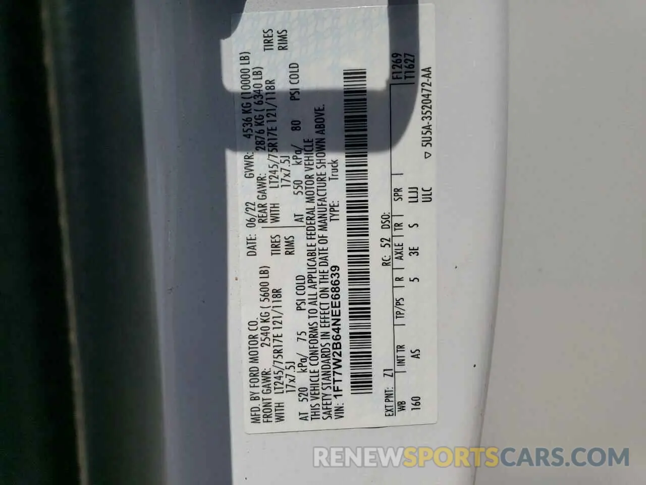 14 Photograph of a damaged car 1FT7W2B64NEE68639 FORD F250 2022