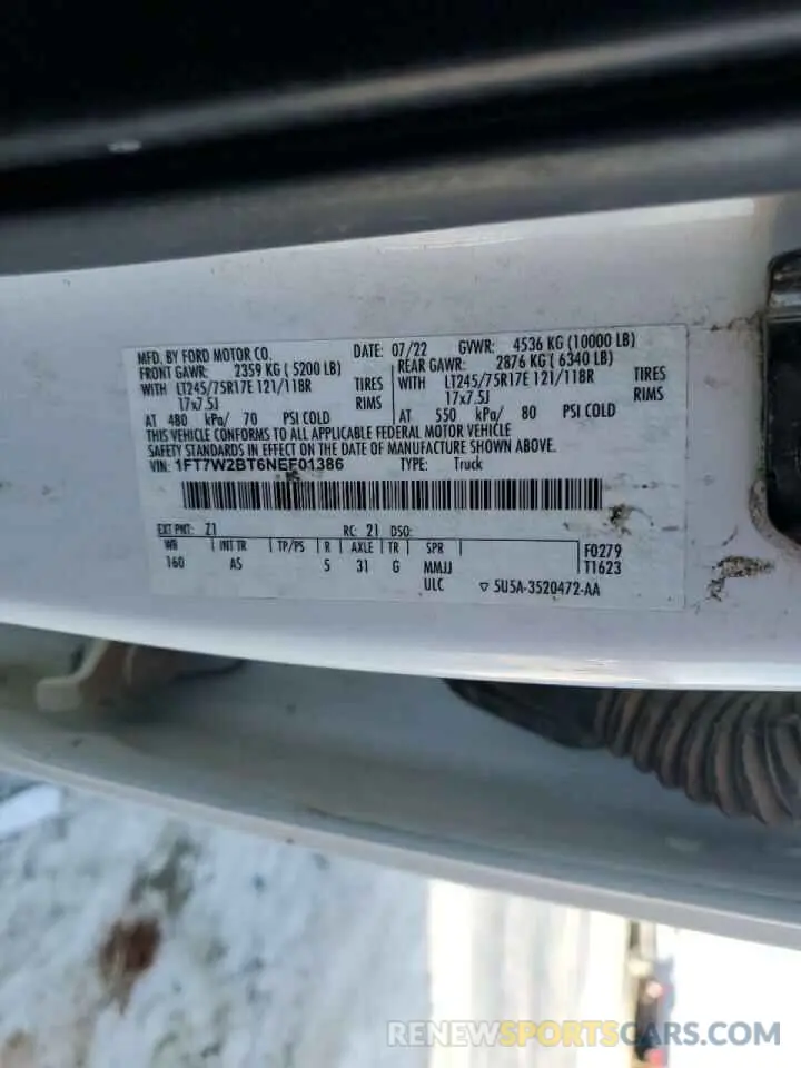 14 Photograph of a damaged car 1FT7W2BT6NEF01386 FORD F250 2022