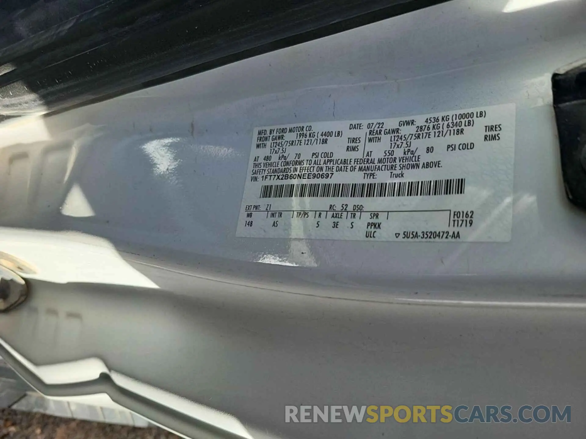 20 Photograph of a damaged car 1FT7X2B60NEE90697 FORD F250 2022