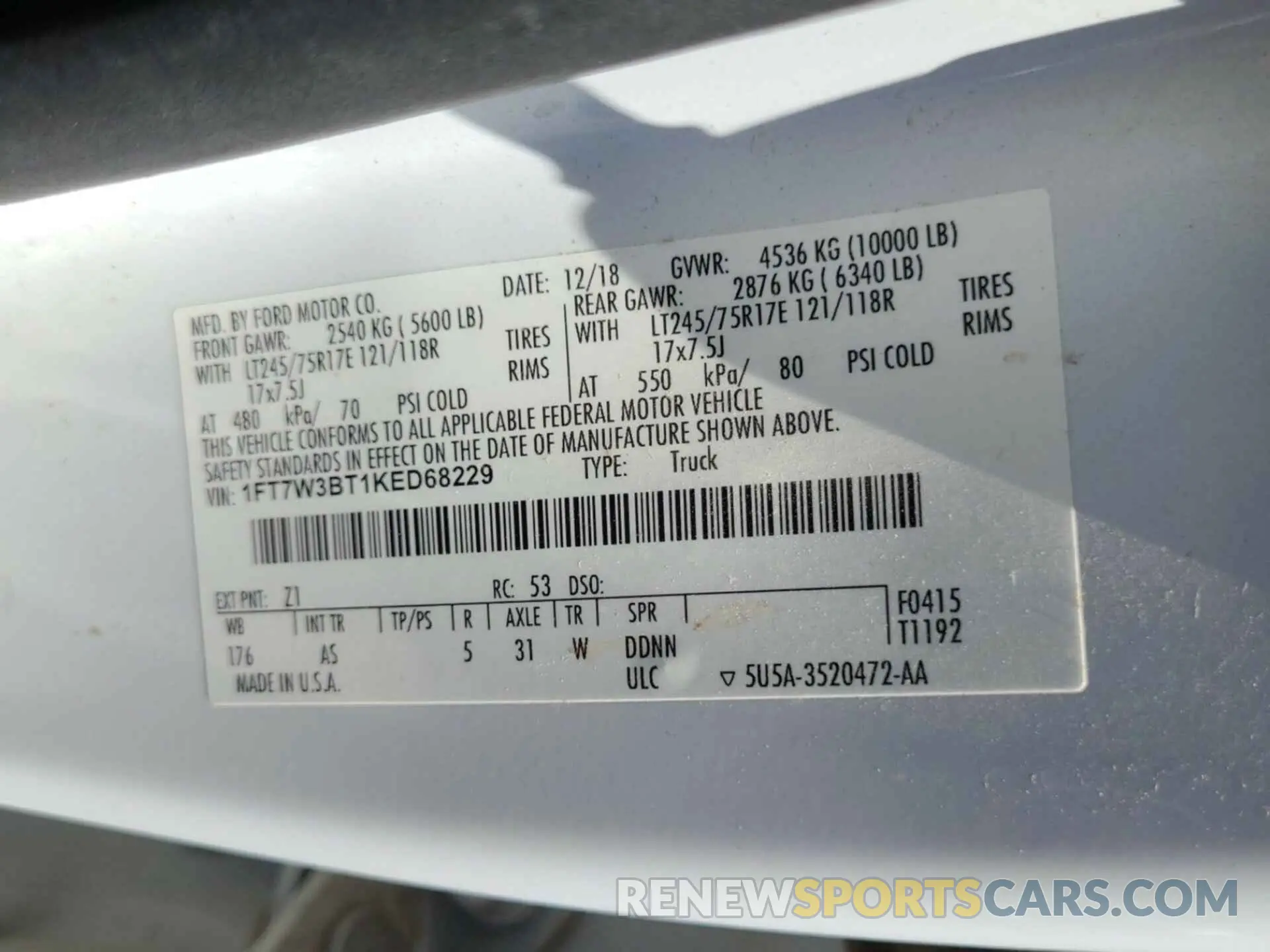 14 Photograph of a damaged car 1FT7W3BT1KED68229 FORD F350 2019