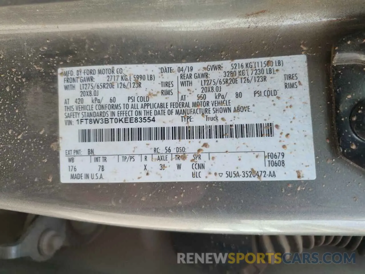 14 Photograph of a damaged car 1FT8W3BT0KEE83554 FORD F350 2019