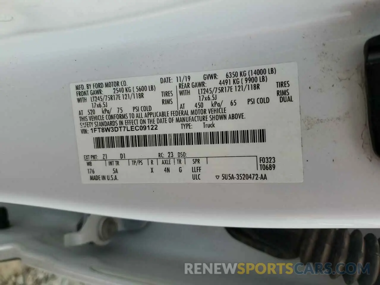 14 Photograph of a damaged car 1FT8W3DT7LEC09122 FORD F350 2020