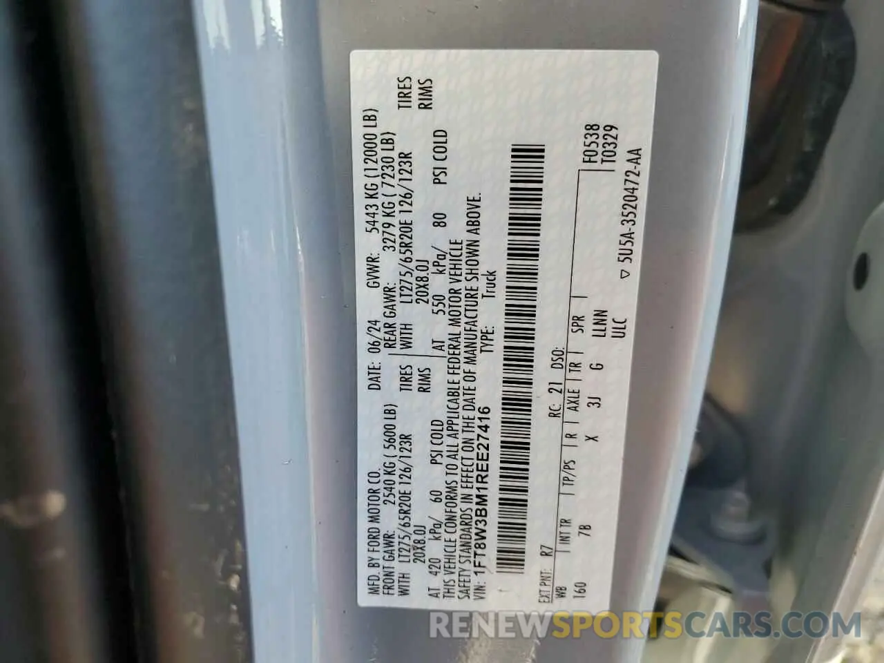 12 Photograph of a damaged car 1FT8W3BM1REE27416 FORD F350 2024