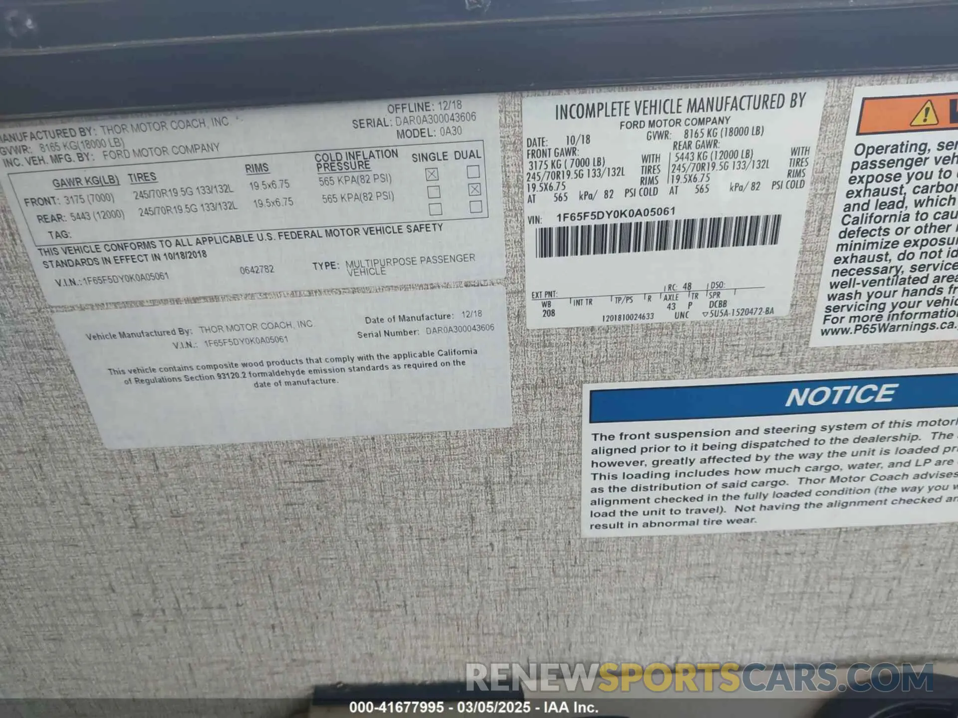 9 Photograph of a damaged car 1F65F5DY0K0A05061 FORD F53 2019
