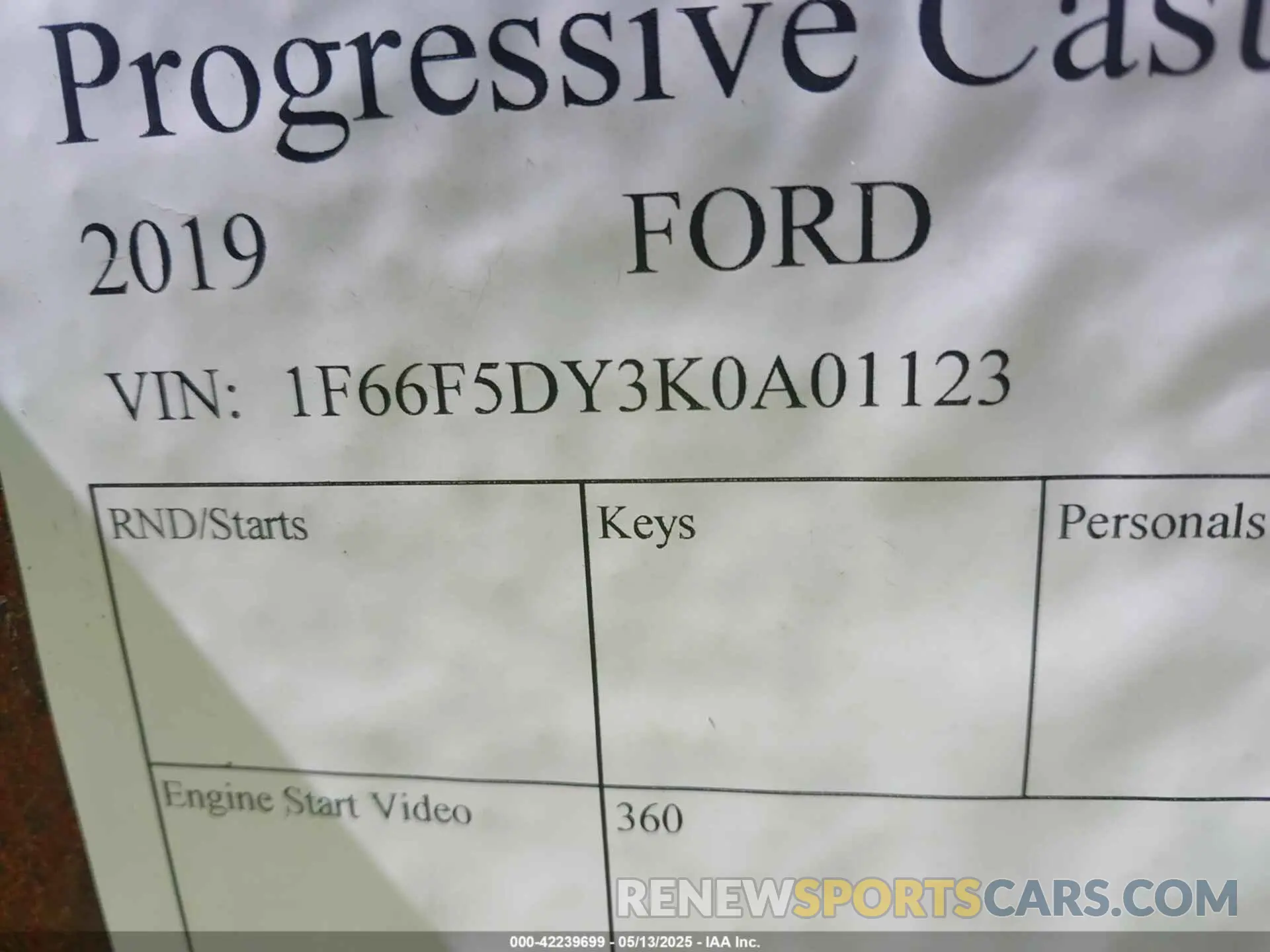 9 Photograph of a damaged car 1F66F5DY3K0A01123 FORD F53 2019