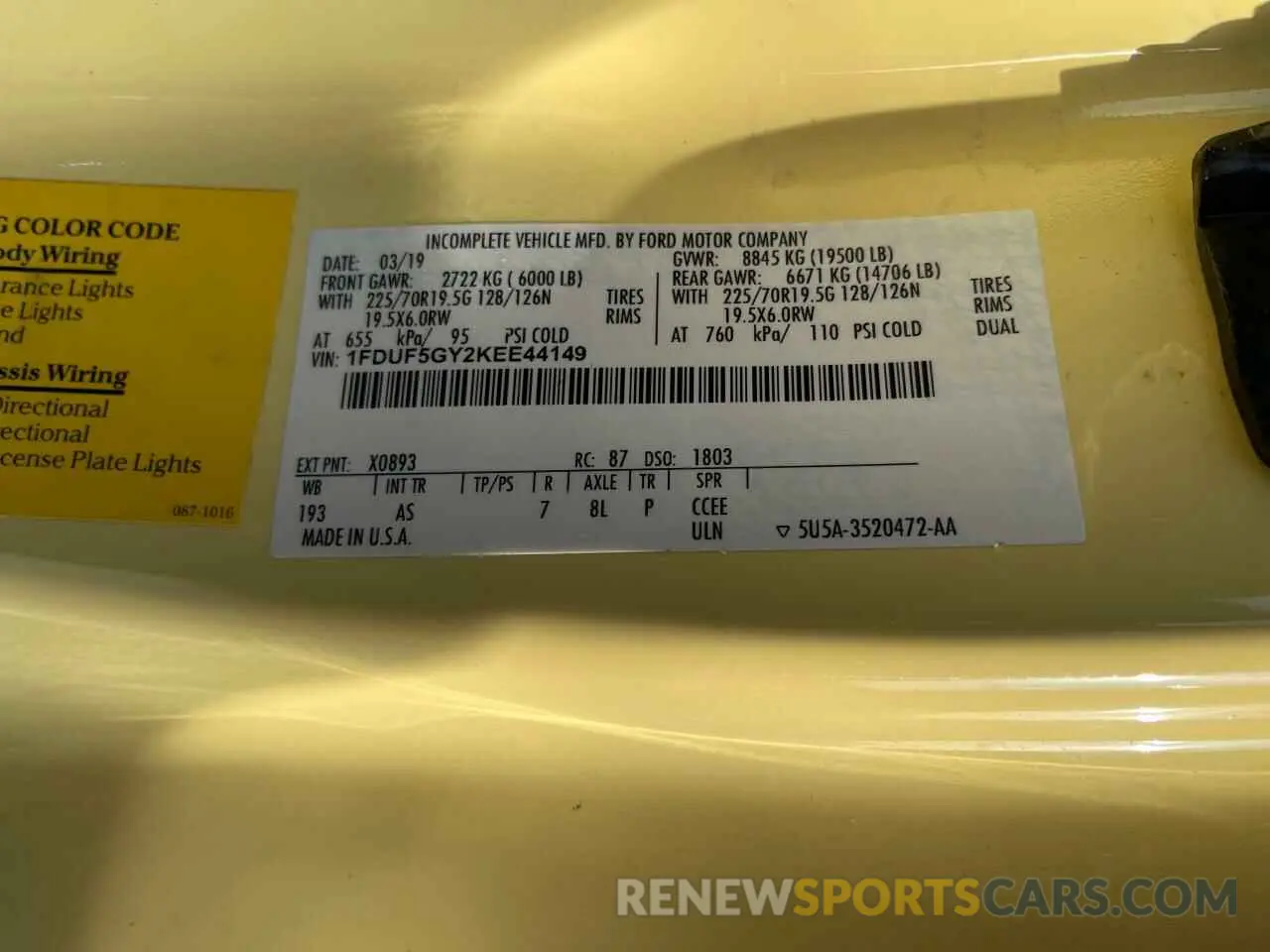 10 Photograph of a damaged car 1FDUF5GY2KEE44149 FORD F550 2019