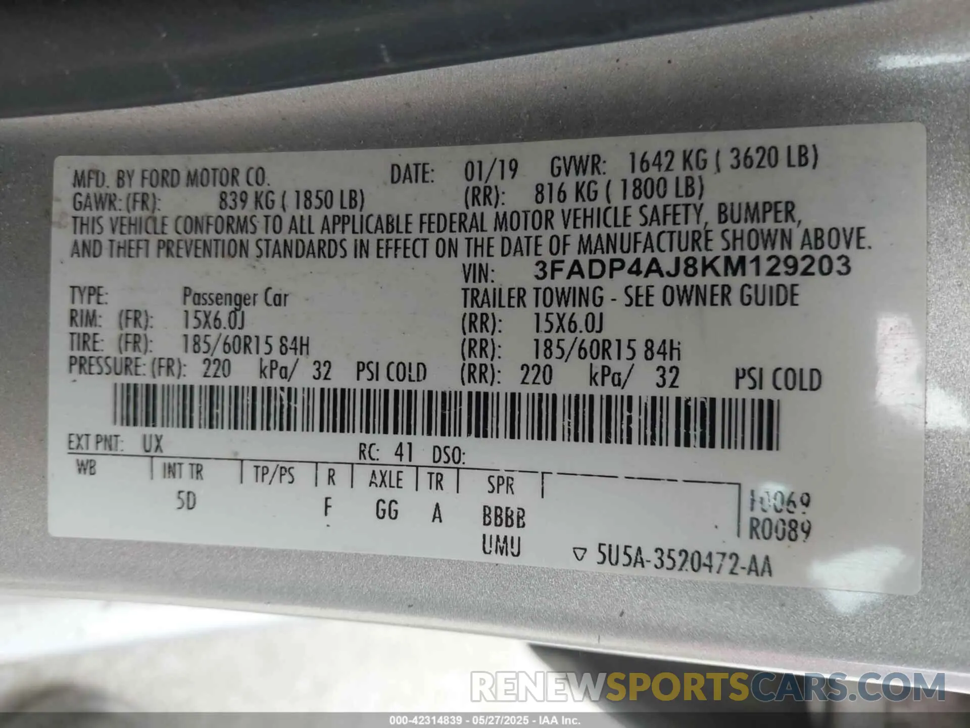 9 Photograph of a damaged car 3FADP4AJ8KM129203 FORD FIESTA 2019