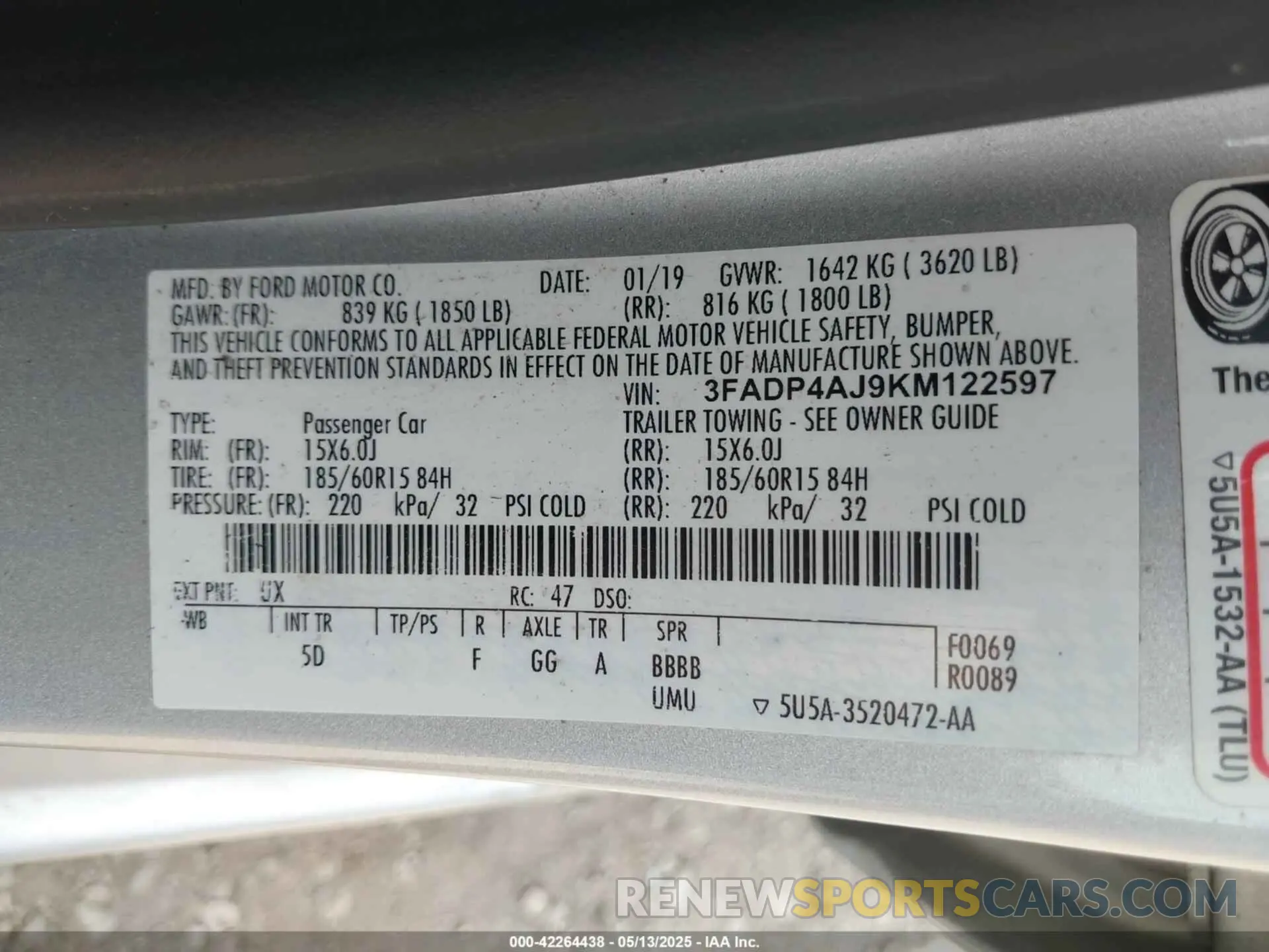 9 Photograph of a damaged car 3FADP4AJ9KM122597 FORD FIESTA 2019