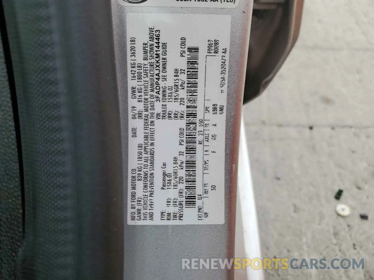 14 Photograph of a damaged car 3FADP4AJXKM144463 FORD FIESTA 2019