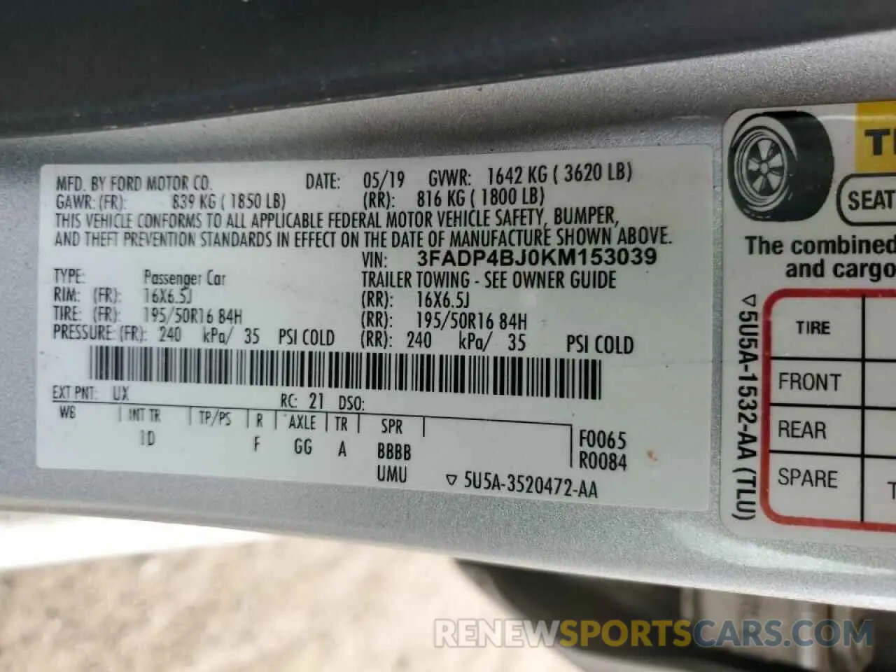 13 Photograph of a damaged car 3FADP4BJ0KM153039 FORD FIESTA 2019