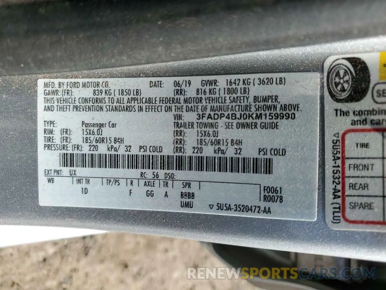 12 Photograph of a damaged car 3FADP4BJ0KM159990 FORD FIESTA 2019