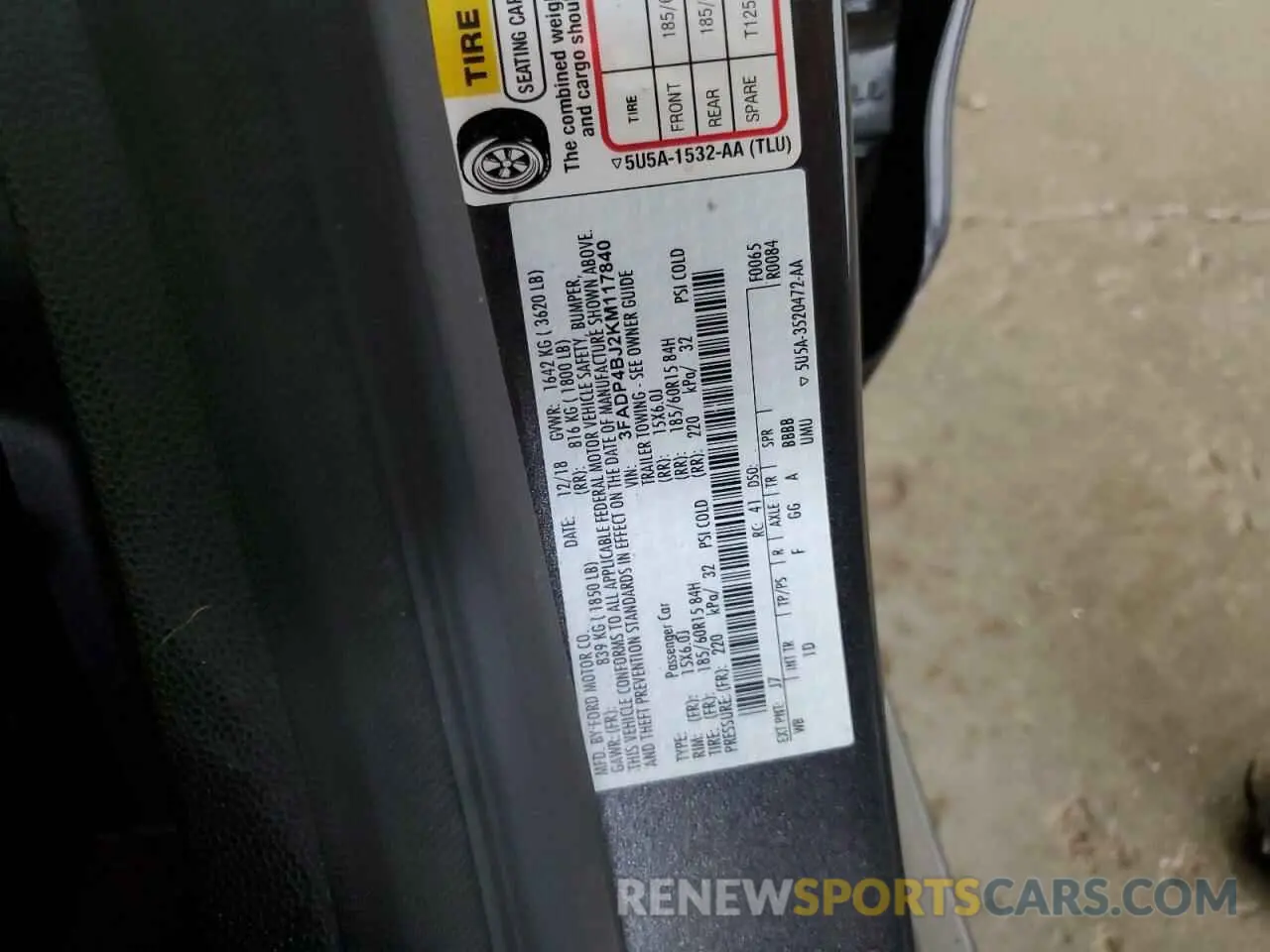 12 Photograph of a damaged car 3FADP4BJ2KM117840 FORD FIESTA 2019