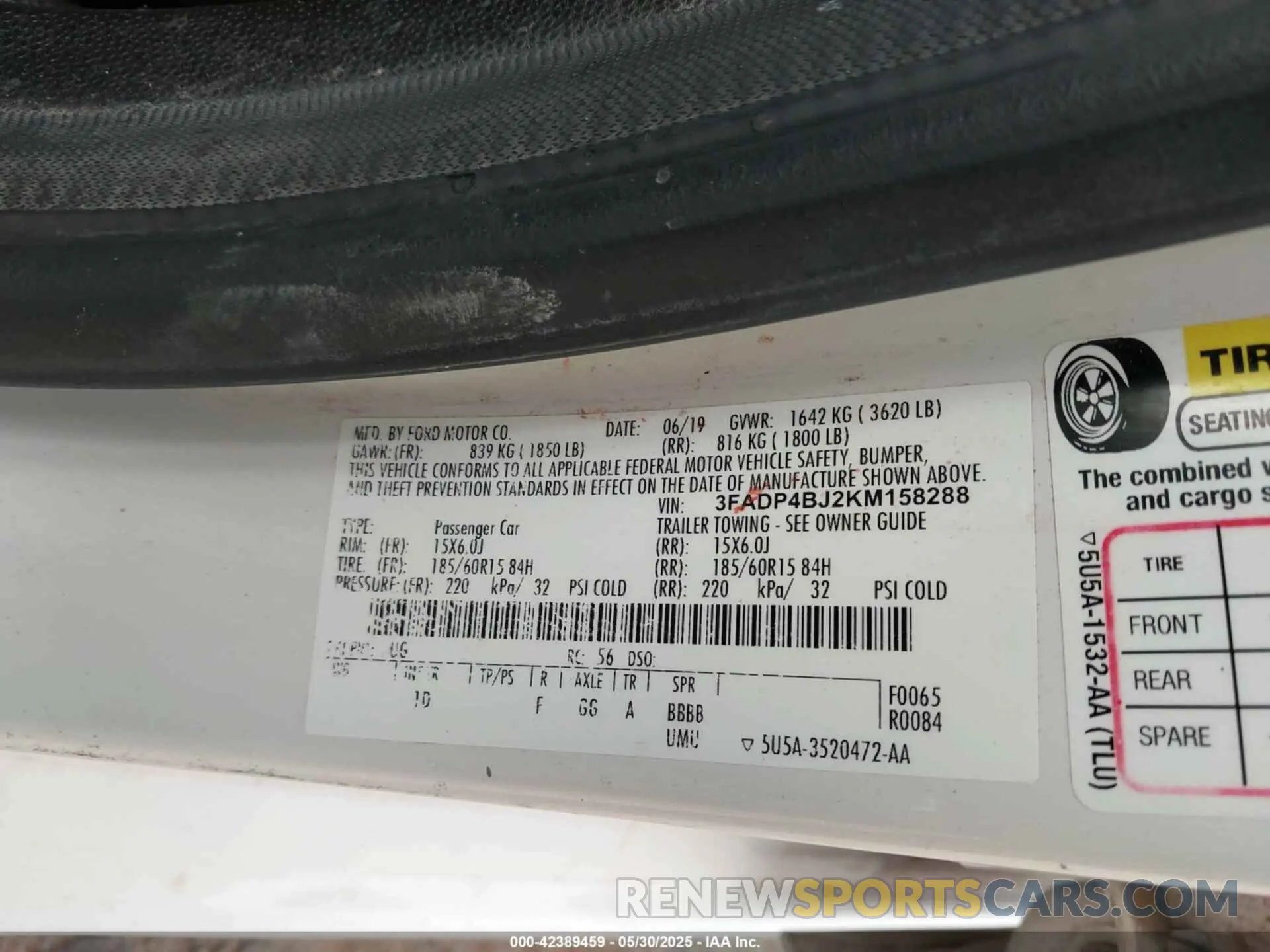 9 Photograph of a damaged car 3FADP4BJ2KM158288 FORD FIESTA 2019