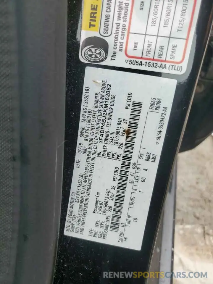 12 Photograph of a damaged car 3FADP4BJ2KM162082 FORD FIESTA 2019