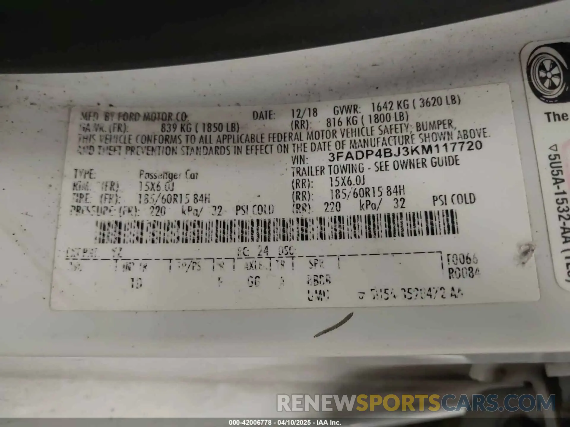9 Photograph of a damaged car 3FADP4BJ3KM117720 FORD FIESTA 2019