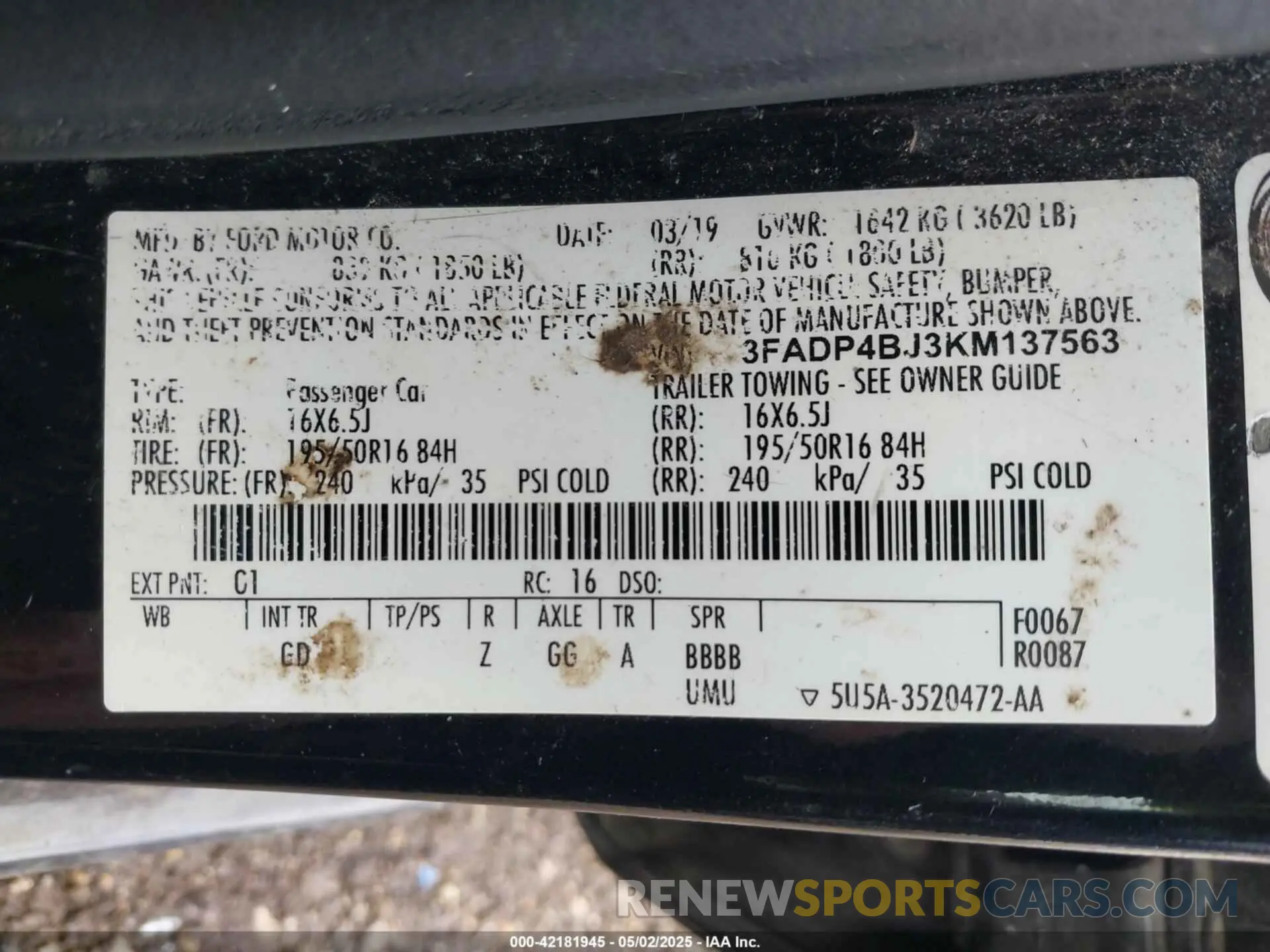9 Photograph of a damaged car 3FADP4BJ3KM137563 FORD FIESTA 2019