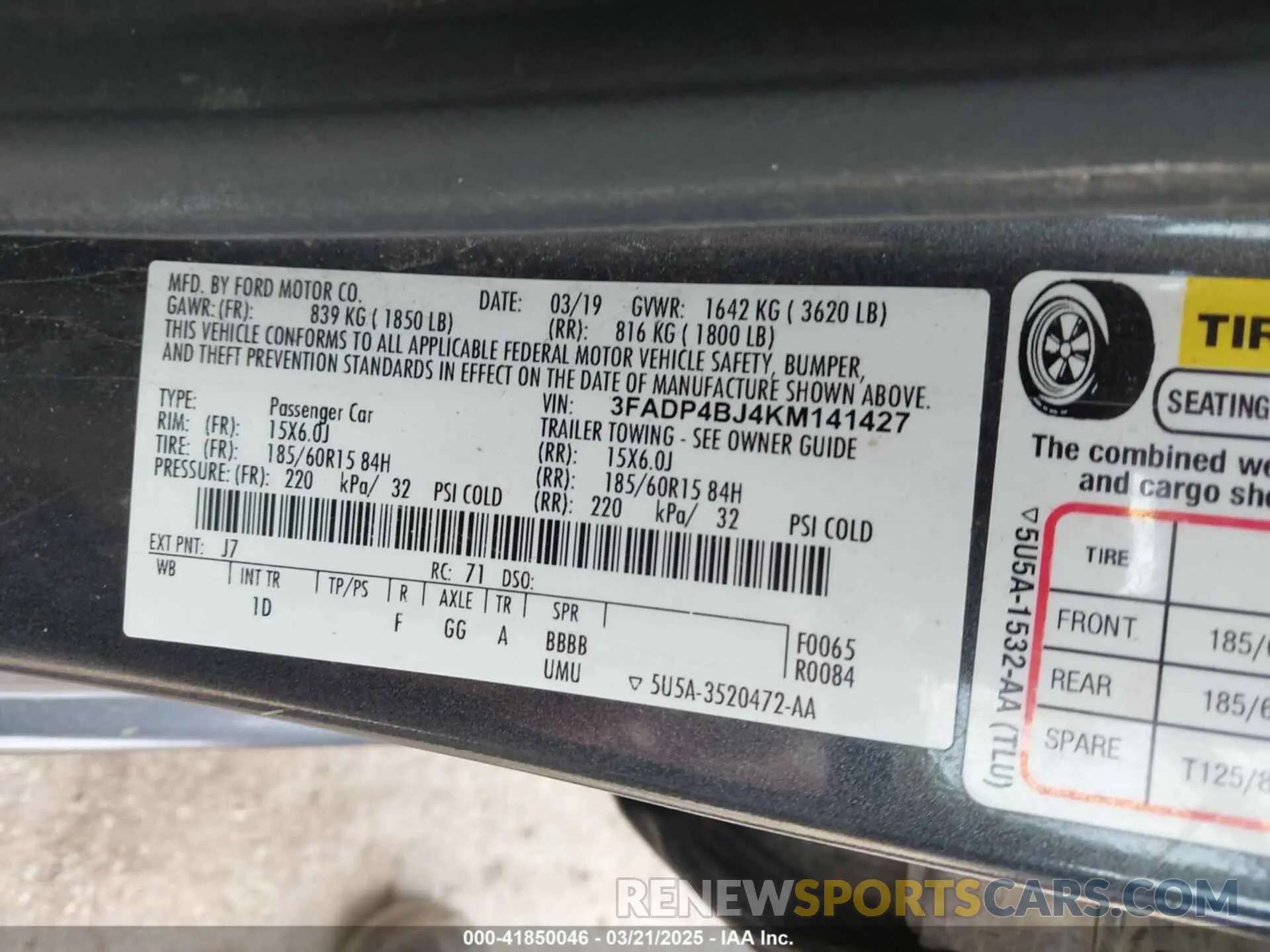 9 Photograph of a damaged car 3FADP4BJ4KM141427 FORD FIESTA 2019