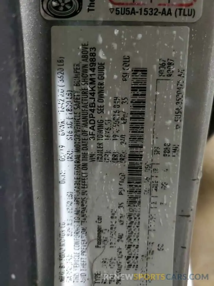 14 Photograph of a damaged car 3FADP4BJ4KM149883 FORD FIESTA 2019