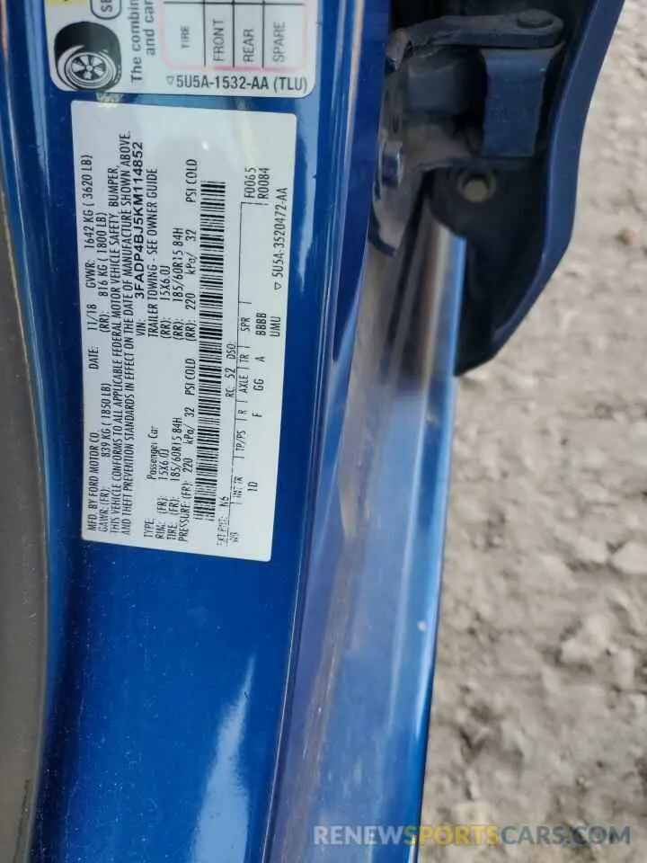 12 Photograph of a damaged car 3FADP4BJ5KM114852 FORD FIESTA 2019