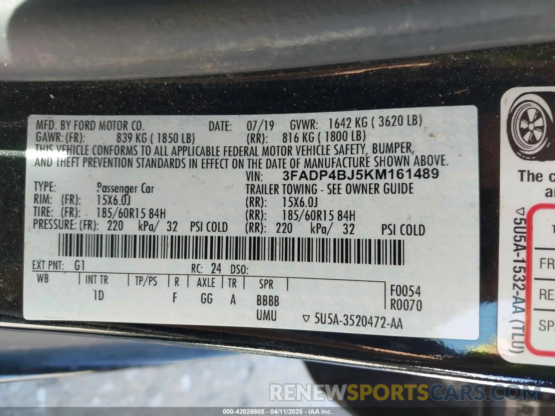 9 Photograph of a damaged car 3FADP4BJ5KM161489 FORD FIESTA 2019