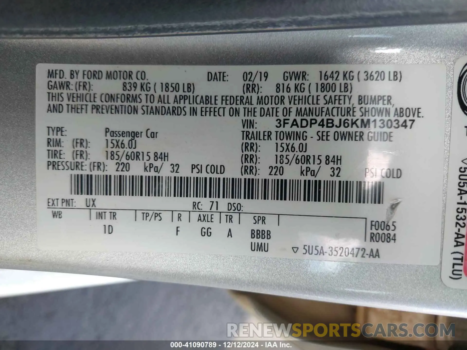 9 Photograph of a damaged car 3FADP4BJ6KM130347 FORD FIESTA 2019