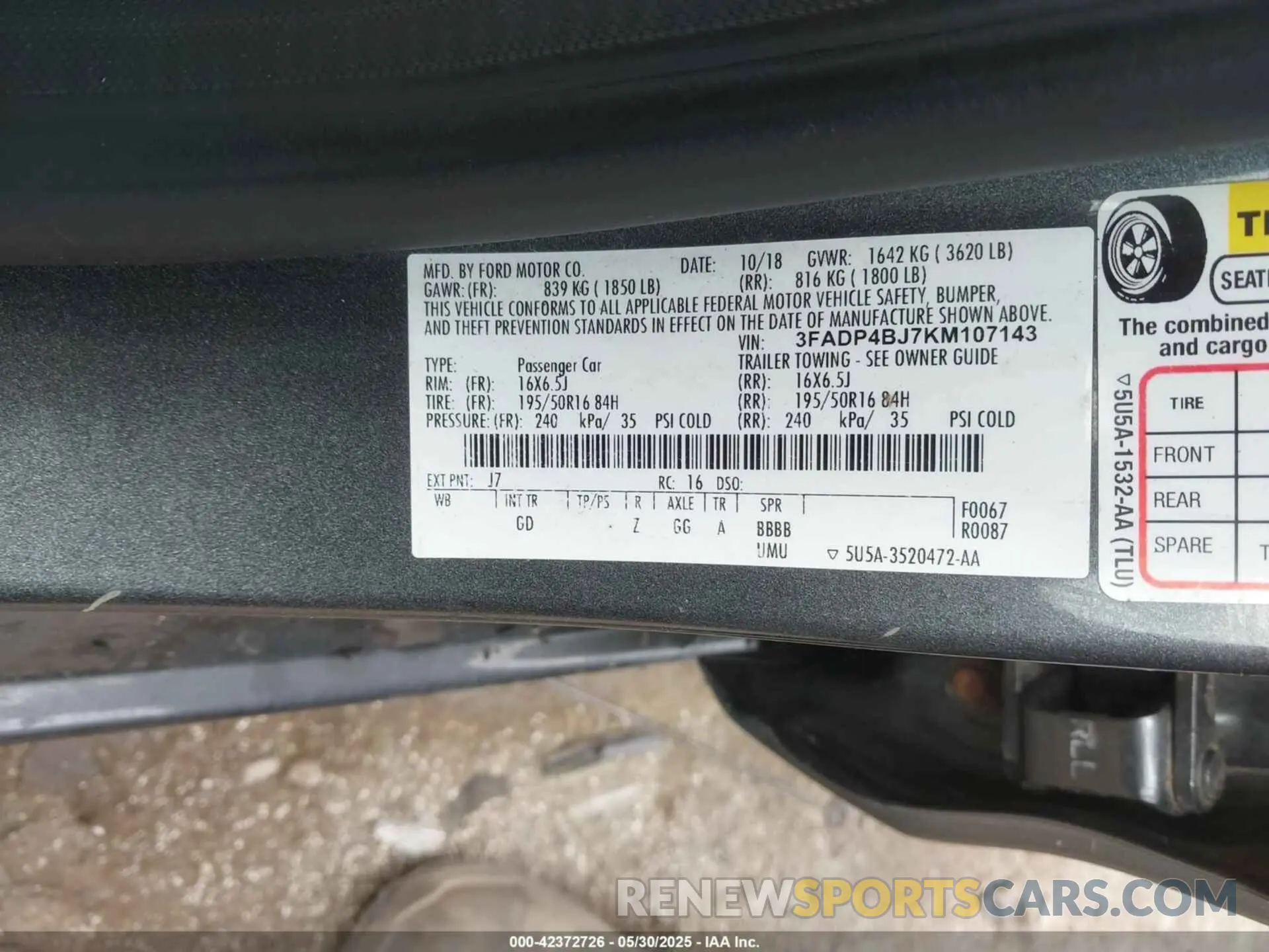 9 Photograph of a damaged car 3FADP4BJ7KM107143 FORD FIESTA 2019