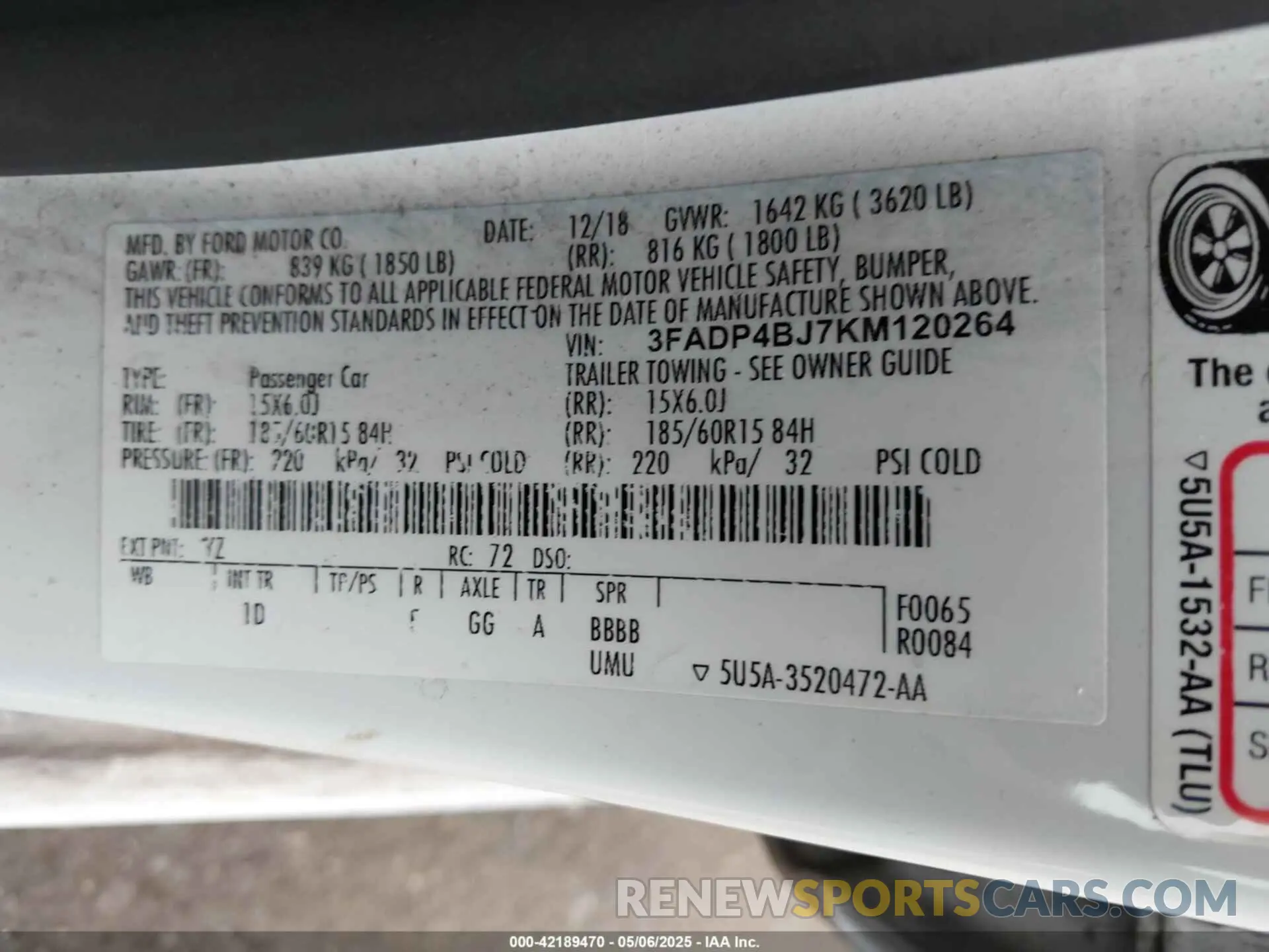 9 Photograph of a damaged car 3FADP4BJ7KM120264 FORD FIESTA 2019