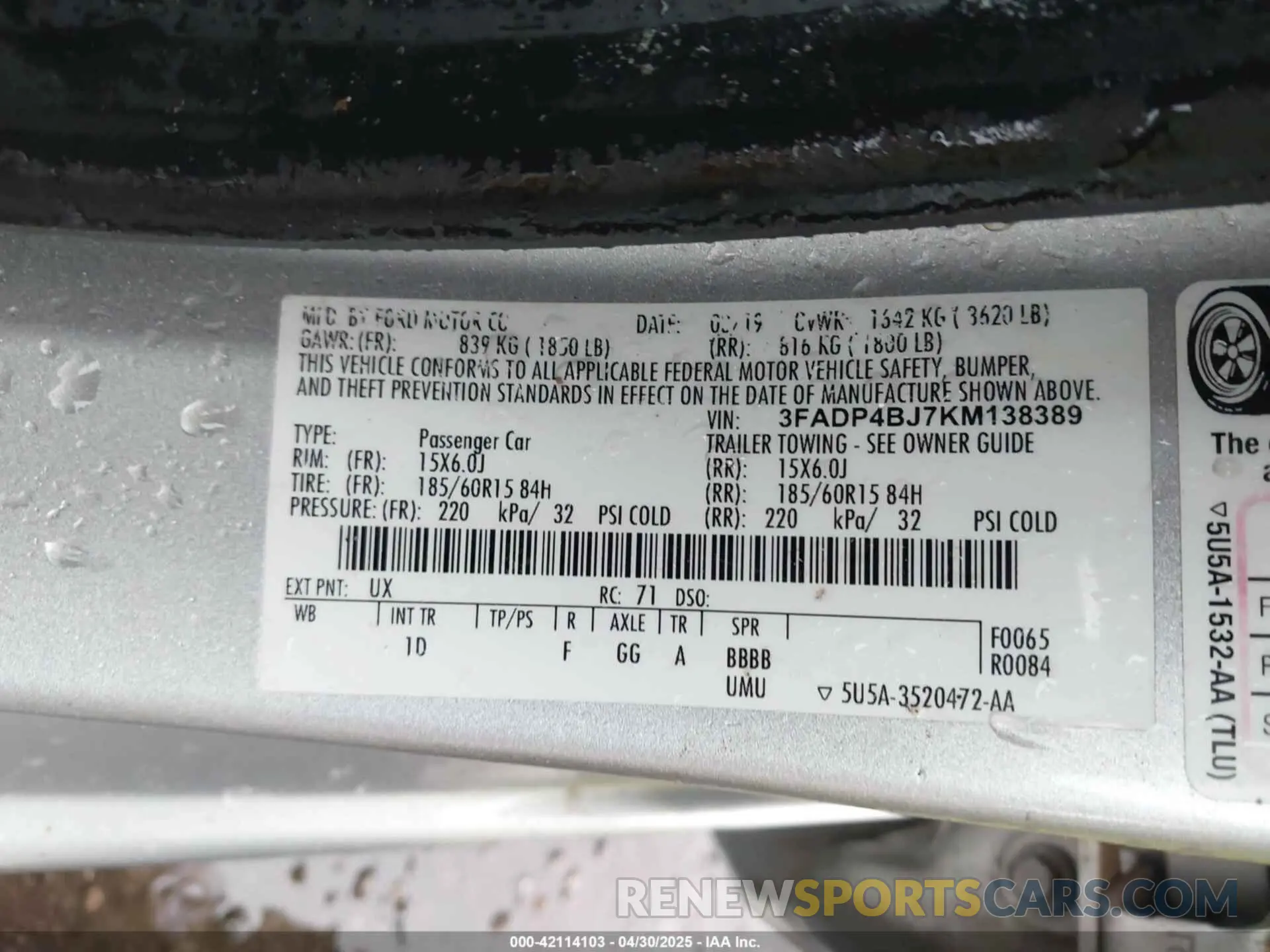 9 Photograph of a damaged car 3FADP4BJ7KM138389 FORD FIESTA 2019