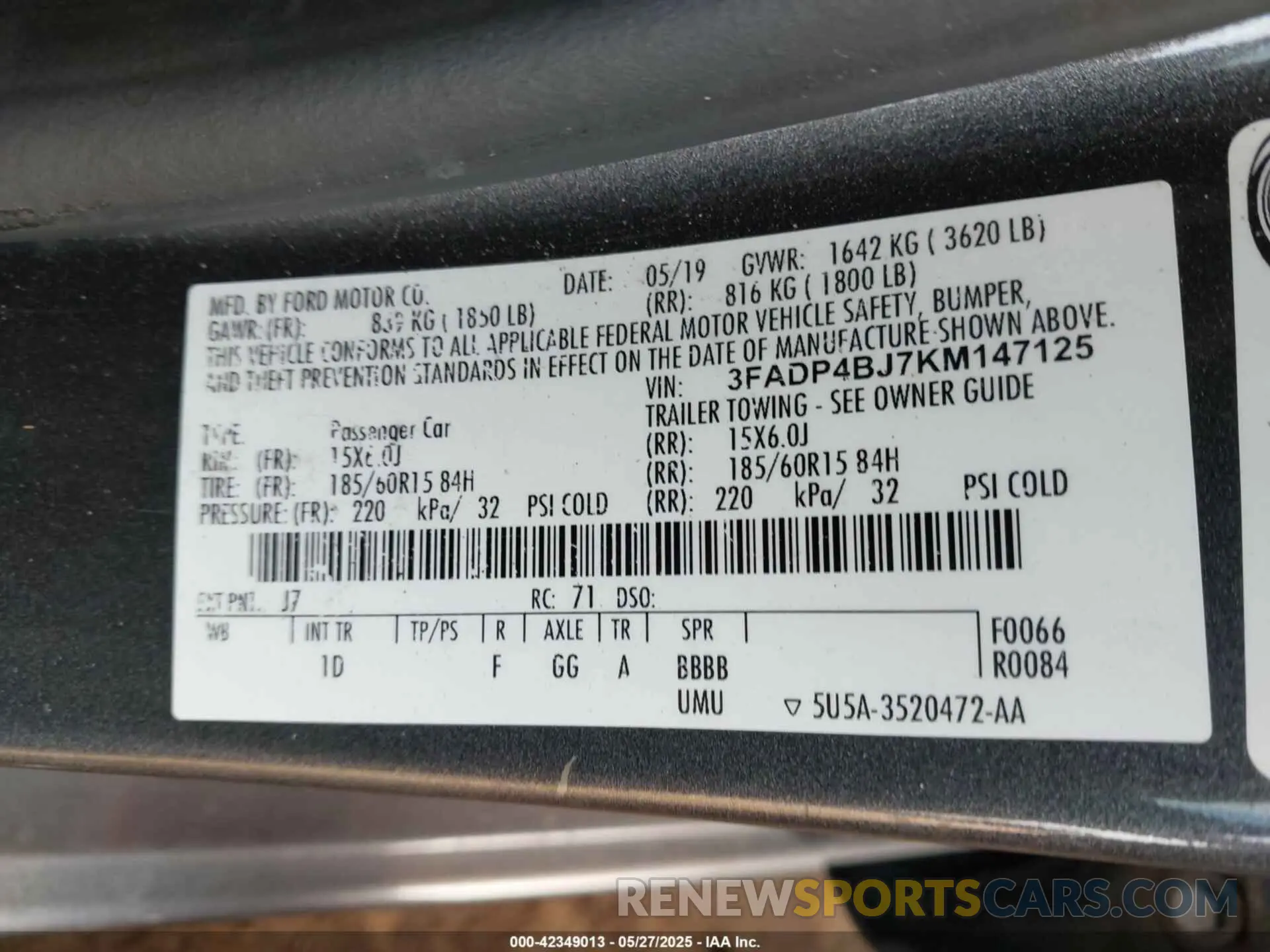 9 Photograph of a damaged car 3FADP4BJ7KM147125 FORD FIESTA 2019