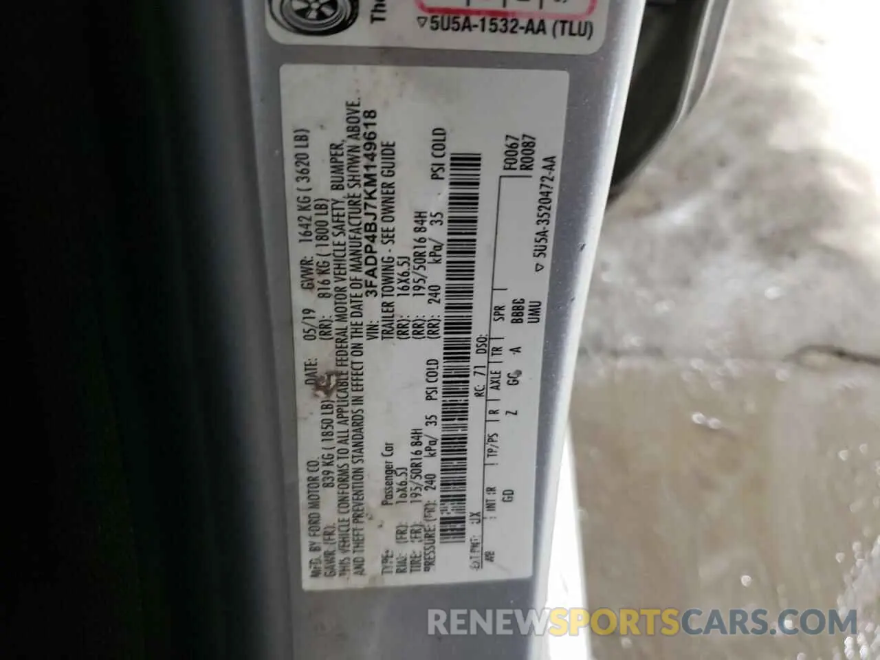 12 Photograph of a damaged car 3FADP4BJ7KM149618 FORD FIESTA 2019