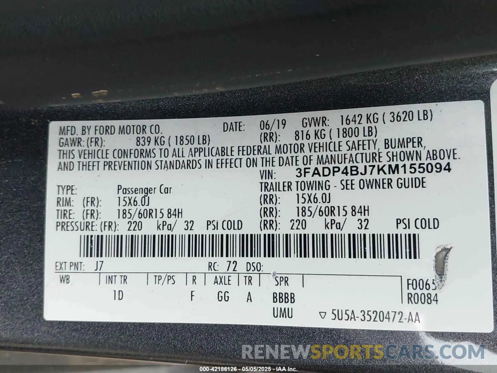 9 Photograph of a damaged car 3FADP4BJ7KM155094 FORD FIESTA 2019