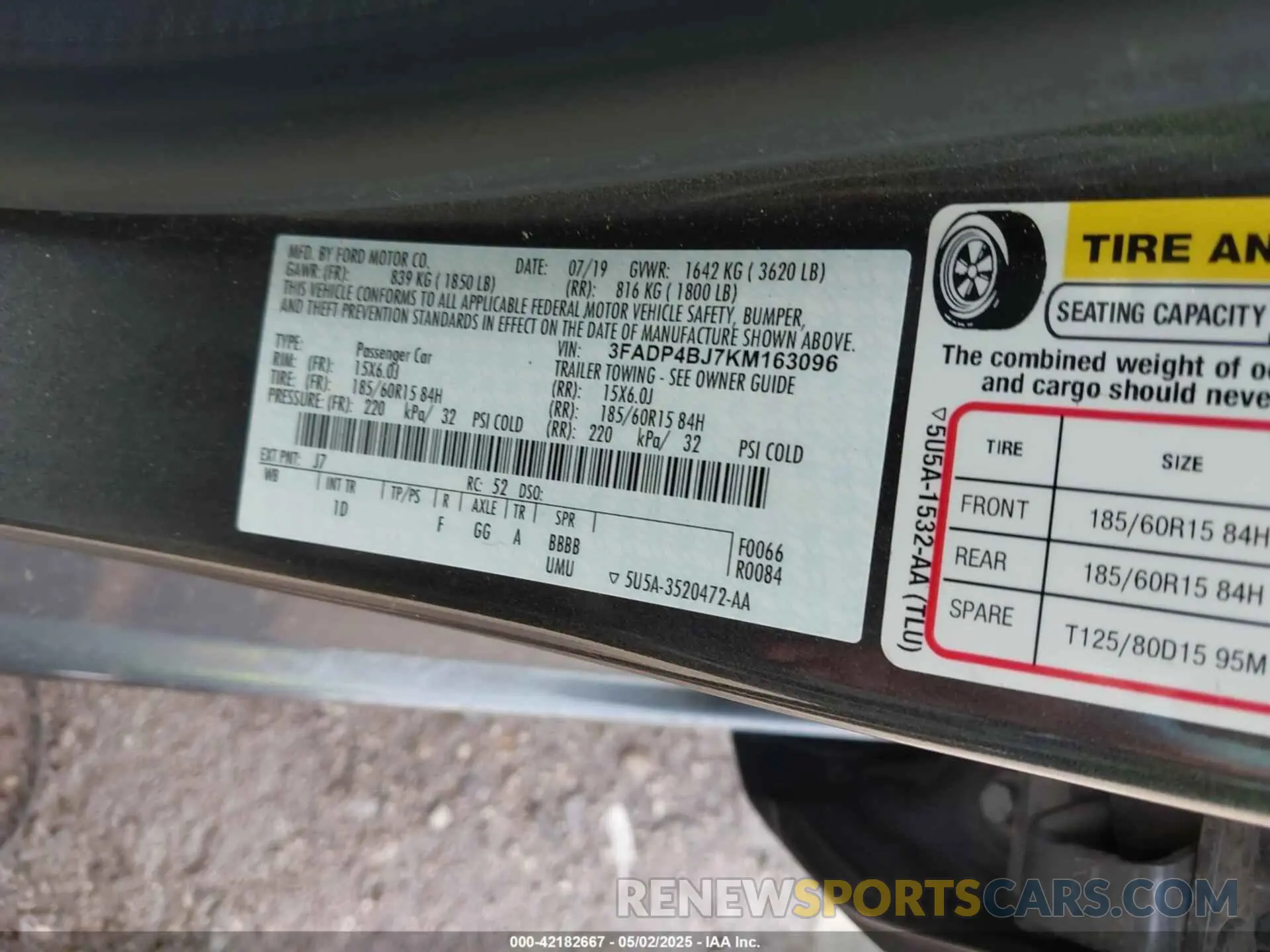 9 Photograph of a damaged car 3FADP4BJ7KM163096 FORD FIESTA 2019