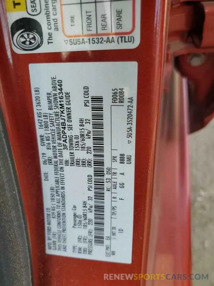 13 Photograph of a damaged car 3FADP4BJ7KM163440 FORD FIESTA 2019