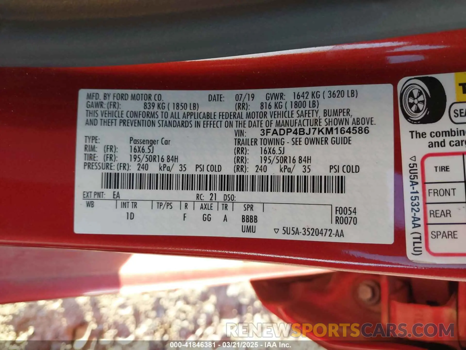 9 Photograph of a damaged car 3FADP4BJ7KM164586 FORD FIESTA 2019